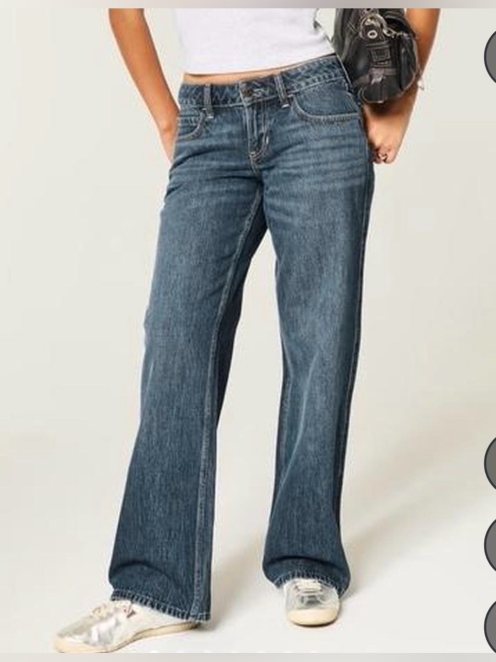 Hollister low rise baggy  Blue Distressed Waist Jeans